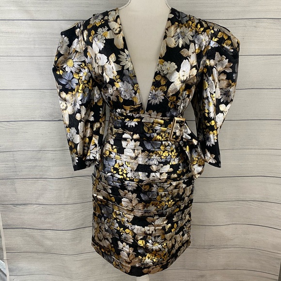 Bebe Metalic Ruched Mini Dress - Picture 3 of 8